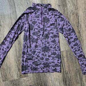 Purple and Black Patterned Quarter-Zip Top